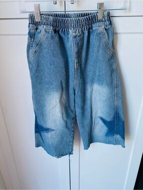 LARKEN kids girls size 12/14 jeans stars wide leg bottom